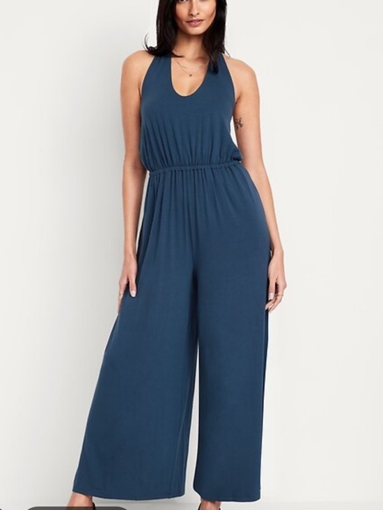 Old Navy Pants - Old Navy Navy Blue Teal Halter Sleeveless Jumpsuit XXL